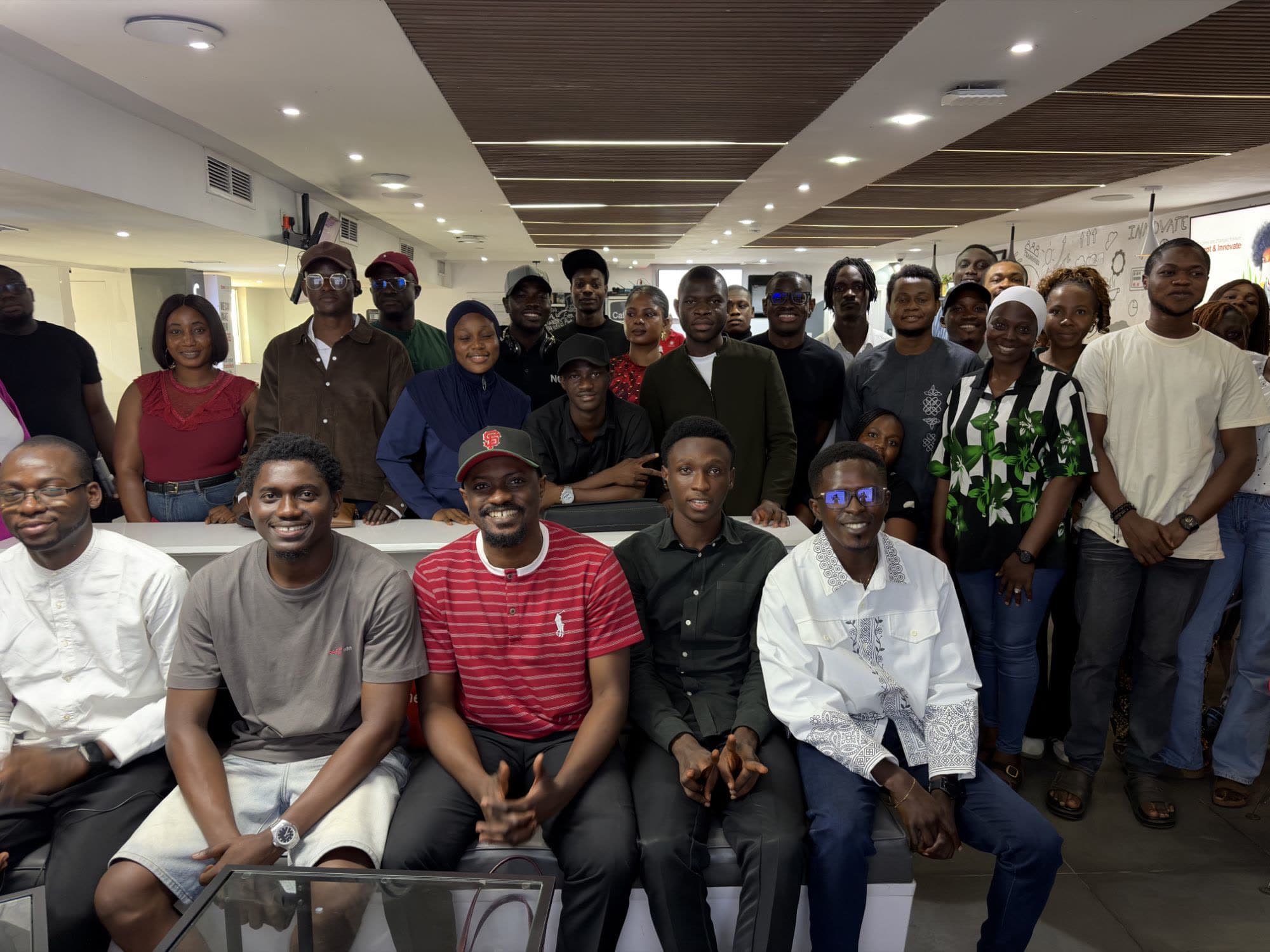 Participants at a Builda AI automation session in Lagos, smiling for a group photo